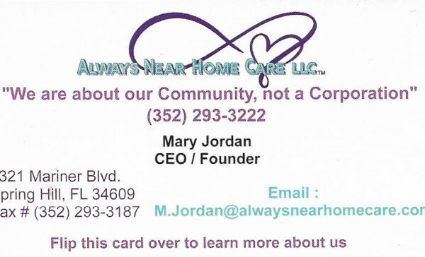 All Ways Near Home Care Biz Card