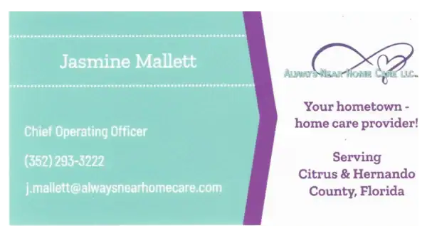 Always Near - Jasmine Mallett business card