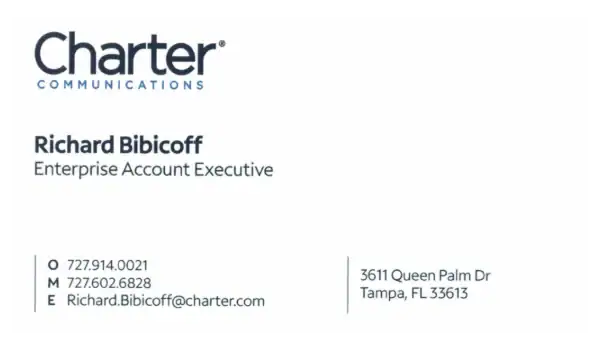 Charter Communications Business card
