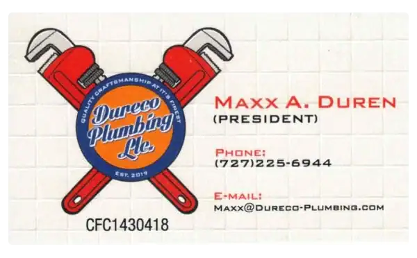 Dureco Plumbing business card