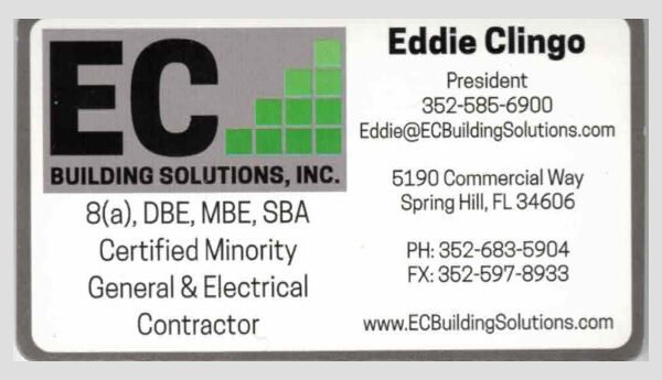 EC Building Solutions business card