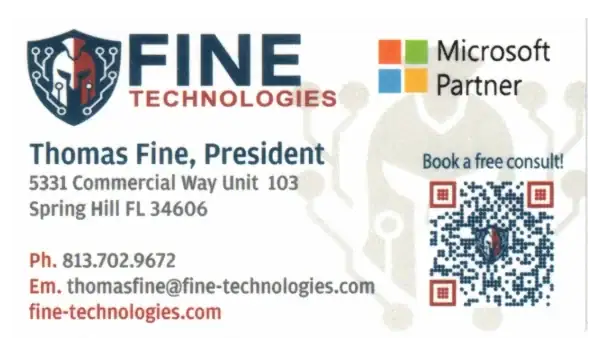 Fine Technologies business card