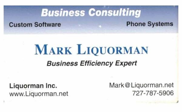 Mark Liquorman Business Consulting biz card