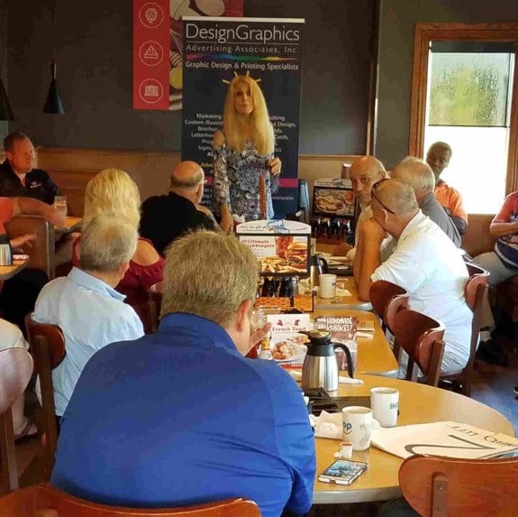 Sue Whiteside speaking at a Nature Coast Business Professionals meeting in Spring Hill, Florida