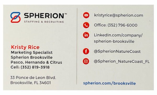 Spherion Staffing & Recruiting business card