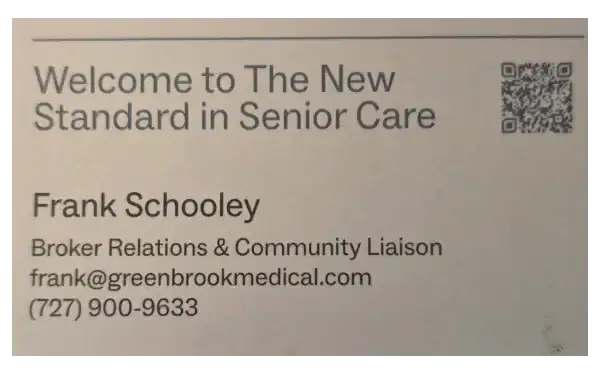 TGH Senior Center - Frank Schooley bix card