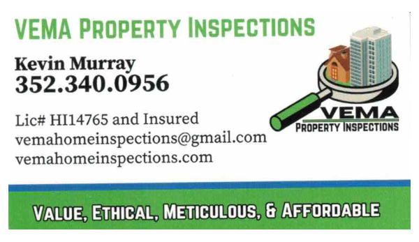 VEMA Home Inspections business card